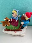 Vintage Gemmy Rudolph Red Nose Reindeer Sleigh w/ Yukon & Hermey Musical WORKS