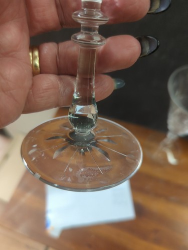 Pair antique Bryce Cut Wheel Etched Crystal Glass Wine Water Goblet Stems - Picture 8 of 14