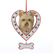 Yorkshire Terrier in Heart w/Dangle Bone Ornament