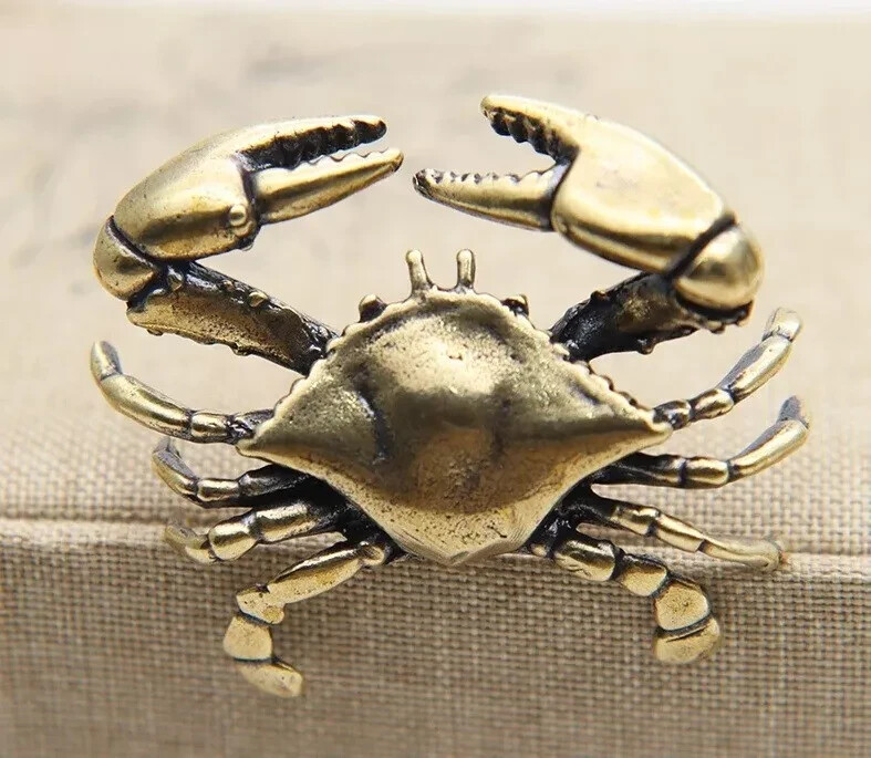 Brass Crab Animal Statue Small Sculpture Home Decor Tabletop Figurine Gifts New