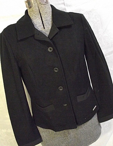 SCHÖNER Geiger Austria Damen weicher Wollpullover Jacke schwarz 36 US Small