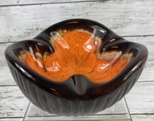 Vintage Mid Century Leaf  Orange and Brown