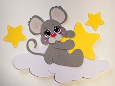 Wish Upon a Star Mouse facing right. Scrapbook, Card making Paper Piecing