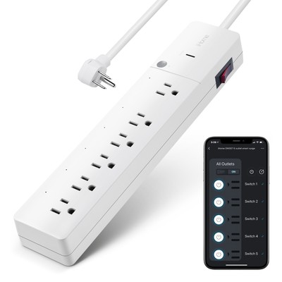 iHome 6 Outlet Smart Surge Protector Works with Alexa and Google Home, Gift