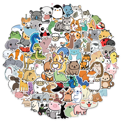 100PCS Mix Cute Anime Animal Stickers Car Motorcycle Travel Luggage Phone LaptIA - Picture 1 of 8