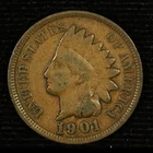 Indian Head Cent. 1901 Bronze. Good Circulated.  Lot # 9042-148-0001