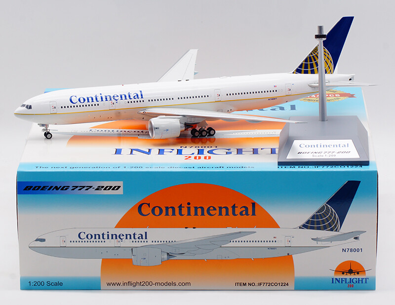 1:200 32CM InFlight Continental BOEING 777-200 Passenger Airplane
