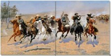 Tile Mural Cowboy Horse Kitchen Bathroom Shower Wall Backsplash Marble Ceramic