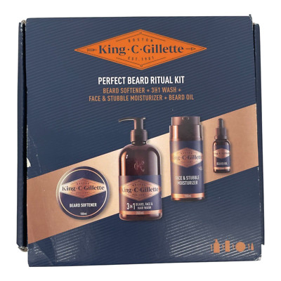 King C. Gillette Komplettset für Herren, Gesichtsreiniger, Balsam, Öl und Creme