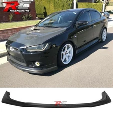 Fits 09-15 Mitsubishi Lancer GT GTS RA Style Front Bumper Lip Unpainted Black PU