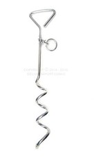 Dog Tie-Out Stake Chrome Spiral Cork-Screw, for Most Size Dogs  Pets, 16 Inches