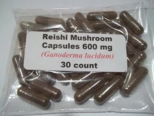 Reishi Mushroom Powder Capsules (Ganoderma lucidum) 600mg - 30 count