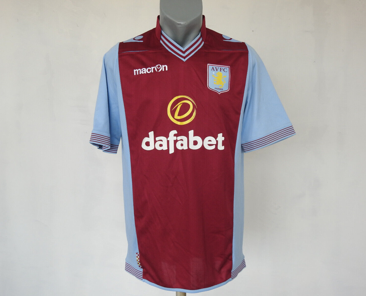Aston Villa 2013 Home Jersey Macron Red Blue T-Shirt Size XL