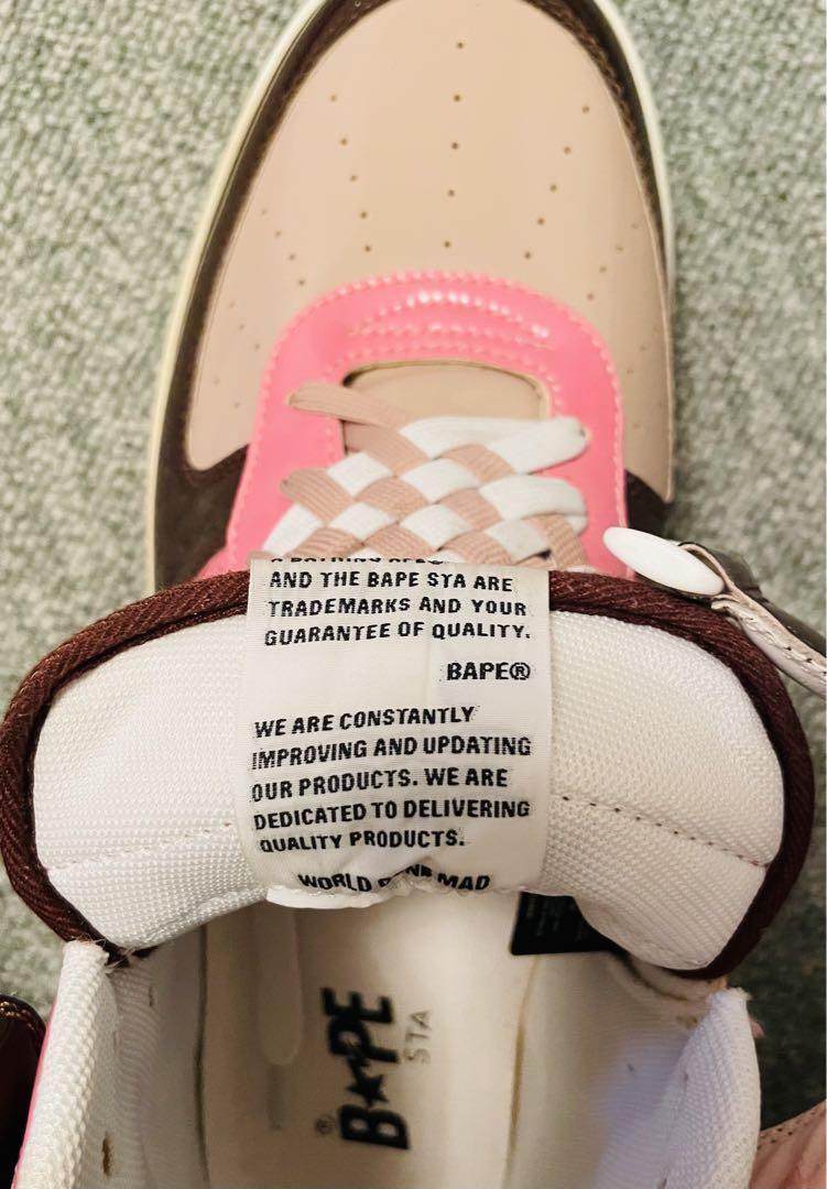 靴 A Bathing Ape Bape Sta Mid Brown Pink A Bathing Ape Bape Court Sta Brown Pink Men's - 1H20191030