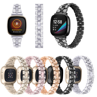 Stainless Steel Fitbit Bands Sense Diamond Stainless Steel Metal