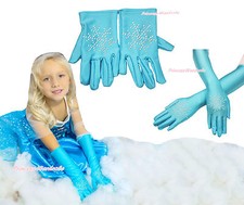 Rhinestone Snowflake Princess Elsa Blue Kid Girl Long Short Glove Baby Costume