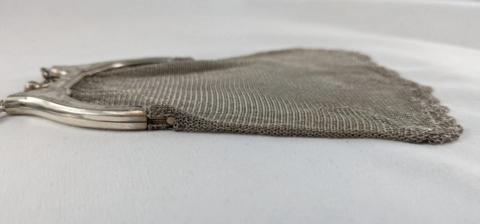 Antique Sterling Silver Victorian Chatelaine Mesh Coin Purse Foto 3 de 4