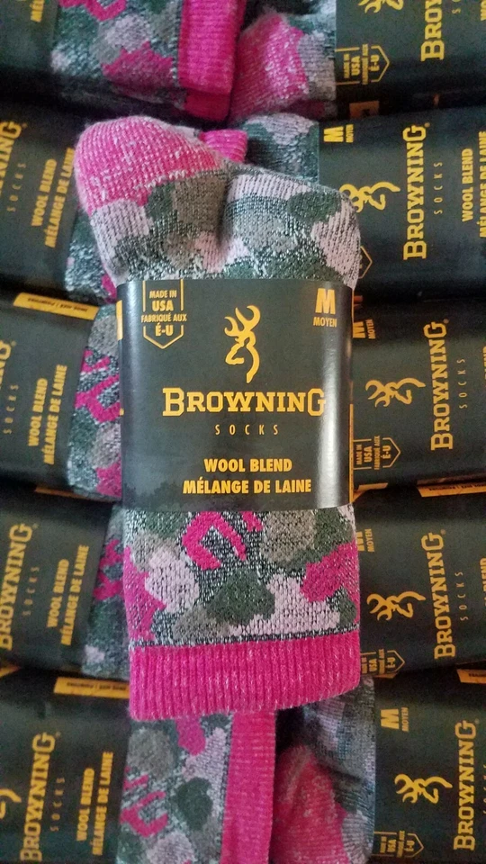 3x BROWNING  BG LADIES 2 PACK WOOL BLEND SOCKS MED GREY/PINK & PINKCAMO  - Image 4 of 4