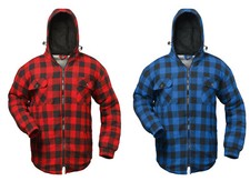 Herren Thermo Hemd mit Kapuze Holzfäller Kariert Gefüttert Arbeits Jacke Flanell