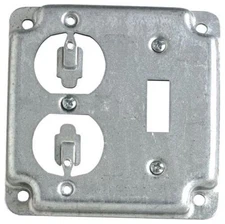 Steel City RS-2, 4" Box, 1/2" Rise, 1 Toggle 1 Duplex Receptacle Box Cover, 1 pc