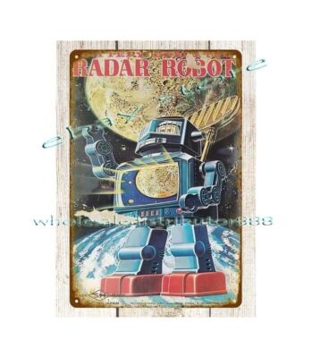 RADAR ROBOT SPACE MAN childhood toy HORIKAWA JAPAN tin sign wall home tavern