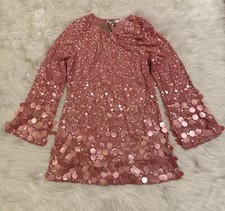LoveShackFancy New Lightning Sequined Stretch Jersey Mini Dress Pink XL