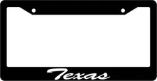 Black License Plate Frame CURSIVE Texas Auto Accessory Novelty