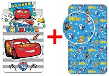 Disney Cars Kinderbettwäsche-Set 100x135cm + Paw Patrol Spannbettlaken 90x200cm