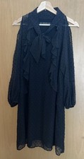 Zara Black Ruffle Long Sleeve  Dress – Size S – Very Good Condition
