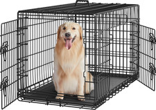 42 Inch Double Door Dog Crate W/Divider for Puppy to Adult XL Collapsible Metal