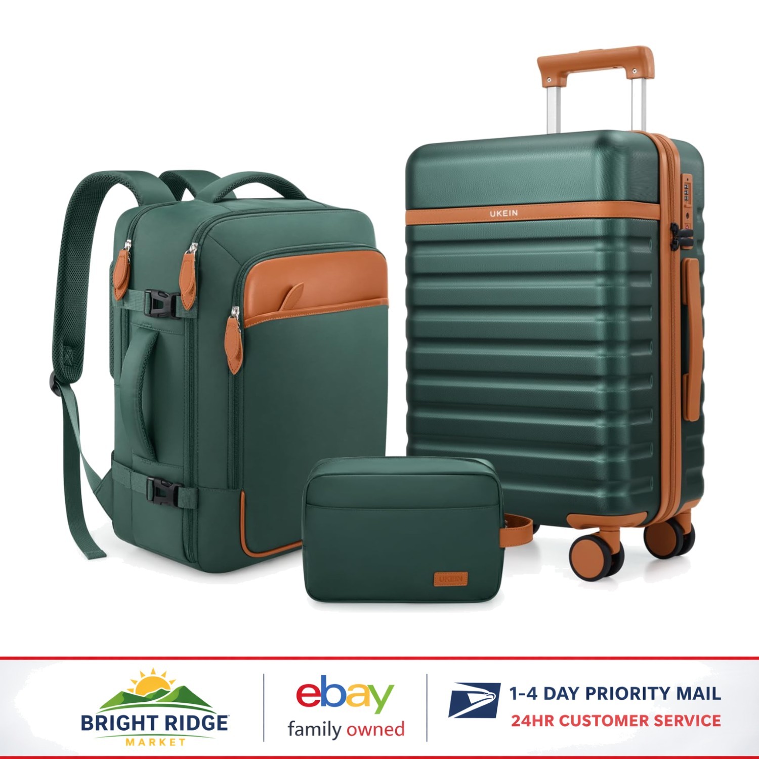Set With 20 Inch Suitcase And Adjustable Travel Backpack