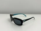 Vintage Women's Chanel 5127 Black and Blue Frame Sunglasses Camellia Flower Logo
