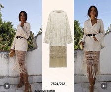 ZARA MACRAMÉ DRESS WITH EMBROIDERY LIMITED EDITION BEIGE SS23 Size M/L 7521/272