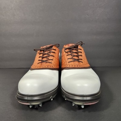ECCO Golf Shoes Mens 11-11.5 White Brown Gore-Tex Leather Spiked Cleats Wingtip Men main image 4