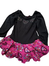Jacques Mor t Girls Black Leotard with hearts size 6/7