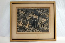 Vtg Signed Original Lithograph Lawrence Beall Smith Frolic AAA Framed No Glass
