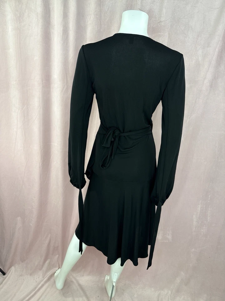 Vestido envolvente negro para mujer Diane Von Furstenberg talla 8 vintage Foto 3 de 4