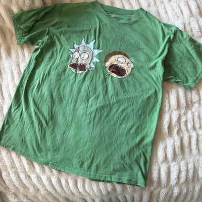 Rick and Morty T-Shirt Unisex Size M Green Short Sleeve Crew Neck Adult Swim