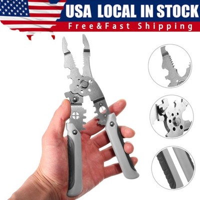 Self Adjusting Automatic Wire Stripper Cutter Crimper Cable Stripping Tool 8''