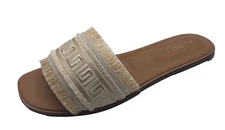 Aldo Nalani Sandal Embroidered Fringe Flat In Gold/ivory Size 9 New 