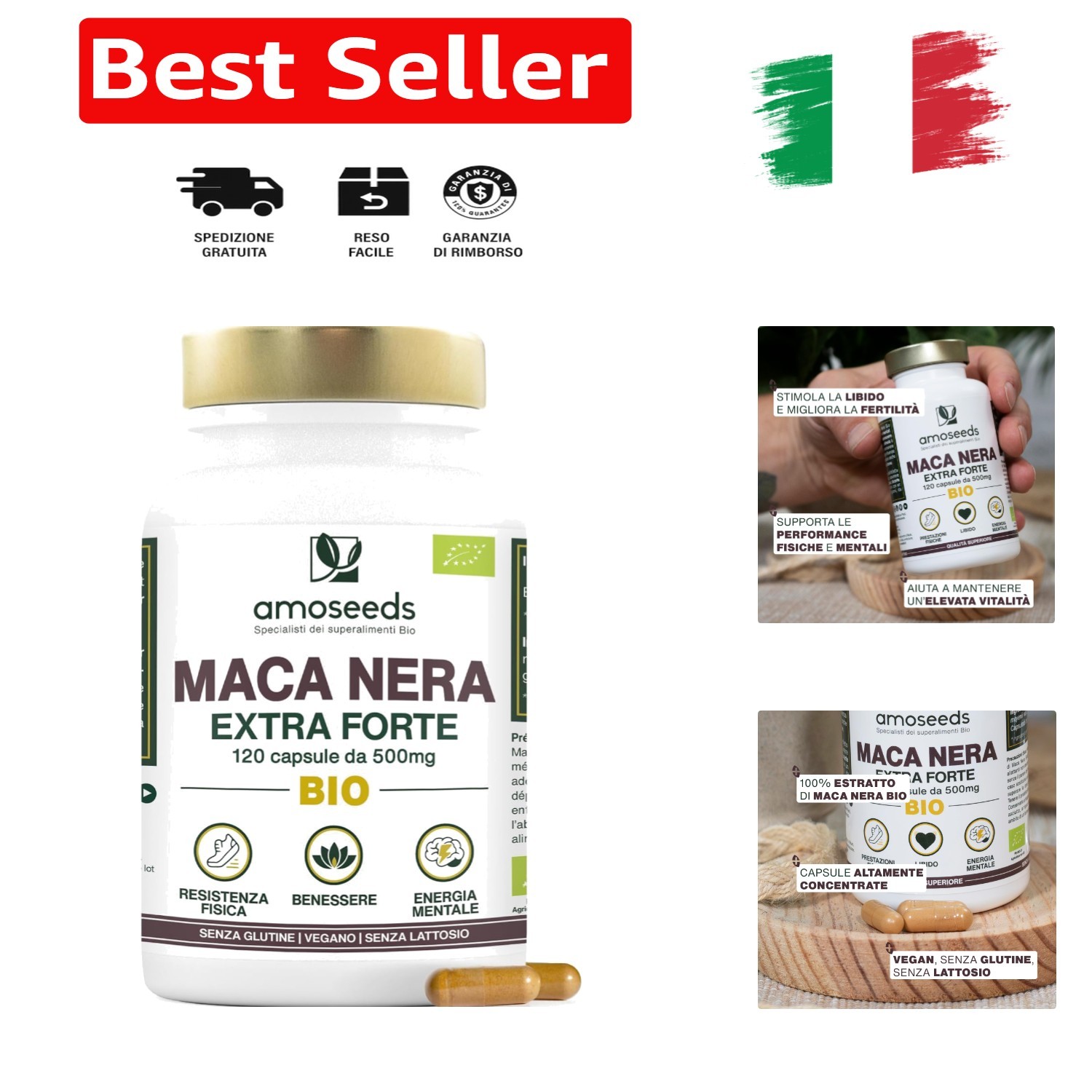 Maca Peruviana Nera , 10 000mg al giorno | Estratto di radice di Qualità supe...