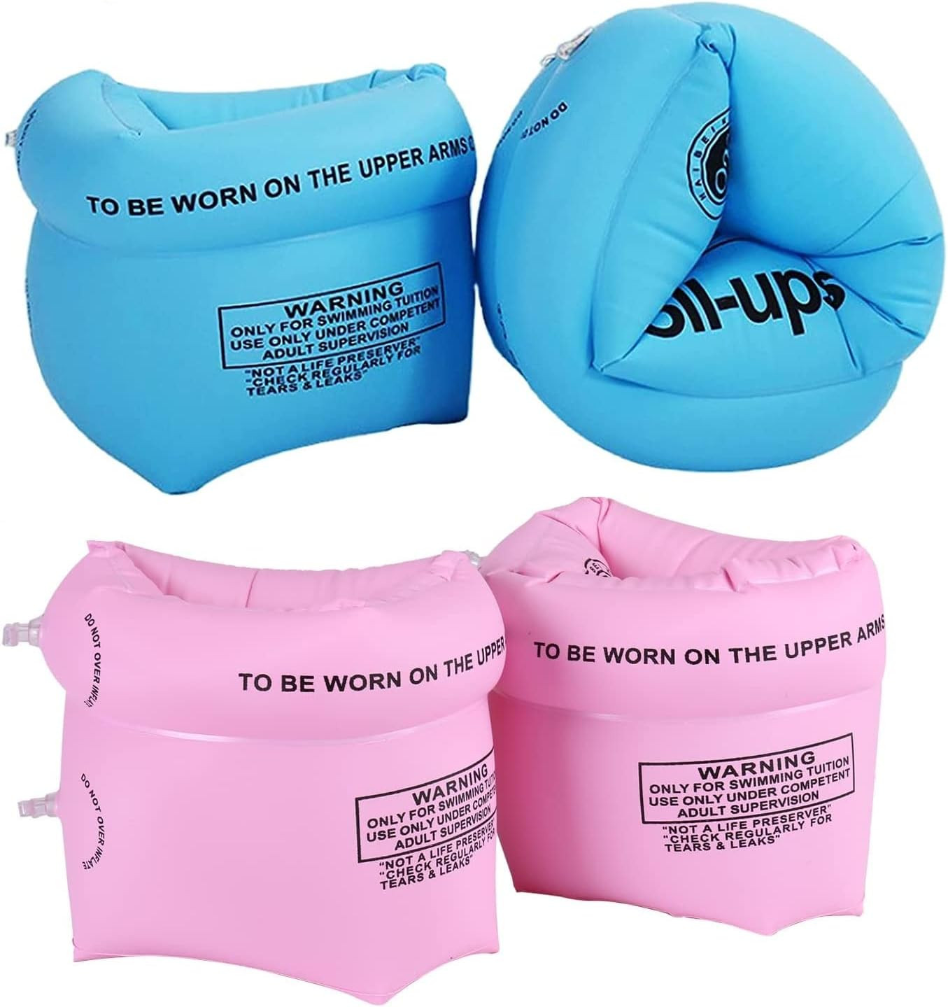 4 Pack Inflatable Swimming Armbands, Thickened Float Roll up Sleeves for Childre