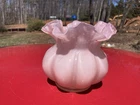 Vintage Fenton Pink Melon Ribbed Ruffled Vase