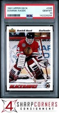 1991 UPPER DECK #335 DOMINIK HASEK RC BLACKHAWKS HOF PSA 10