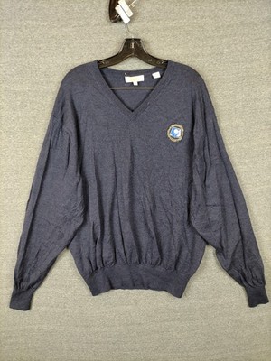 Peter Millar Mens Sweater 2XL Blue 100% Extra Fine Merino Wool Jumper Logo VTG