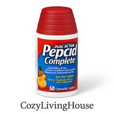 Pepcid Complete Chewable Tablets Tropical Fruit Flavor 50 Ct Heartburn Relief