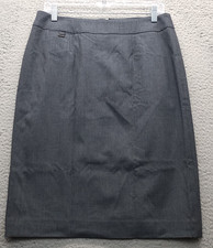 Calvin Klein Straight  Pencil Skirt Womens 8 Gray Lined Stretch Vented Back Zip