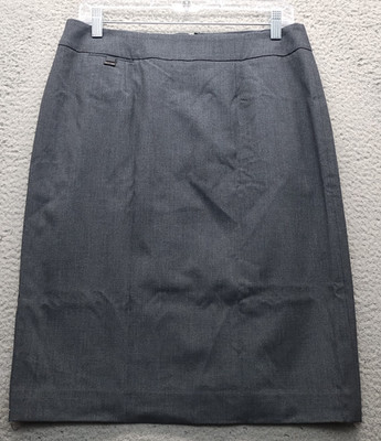 Calvin Klein Straight & Pencil Skirt Womens 8 Gray Lined Stretch Vented Back Zip