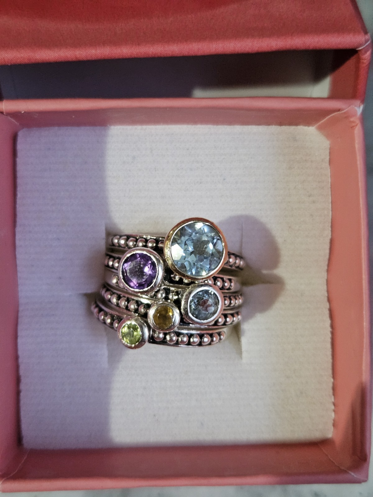 2 1/2 ct Multi-Stone Stackable Rings in Sterling … - image 1