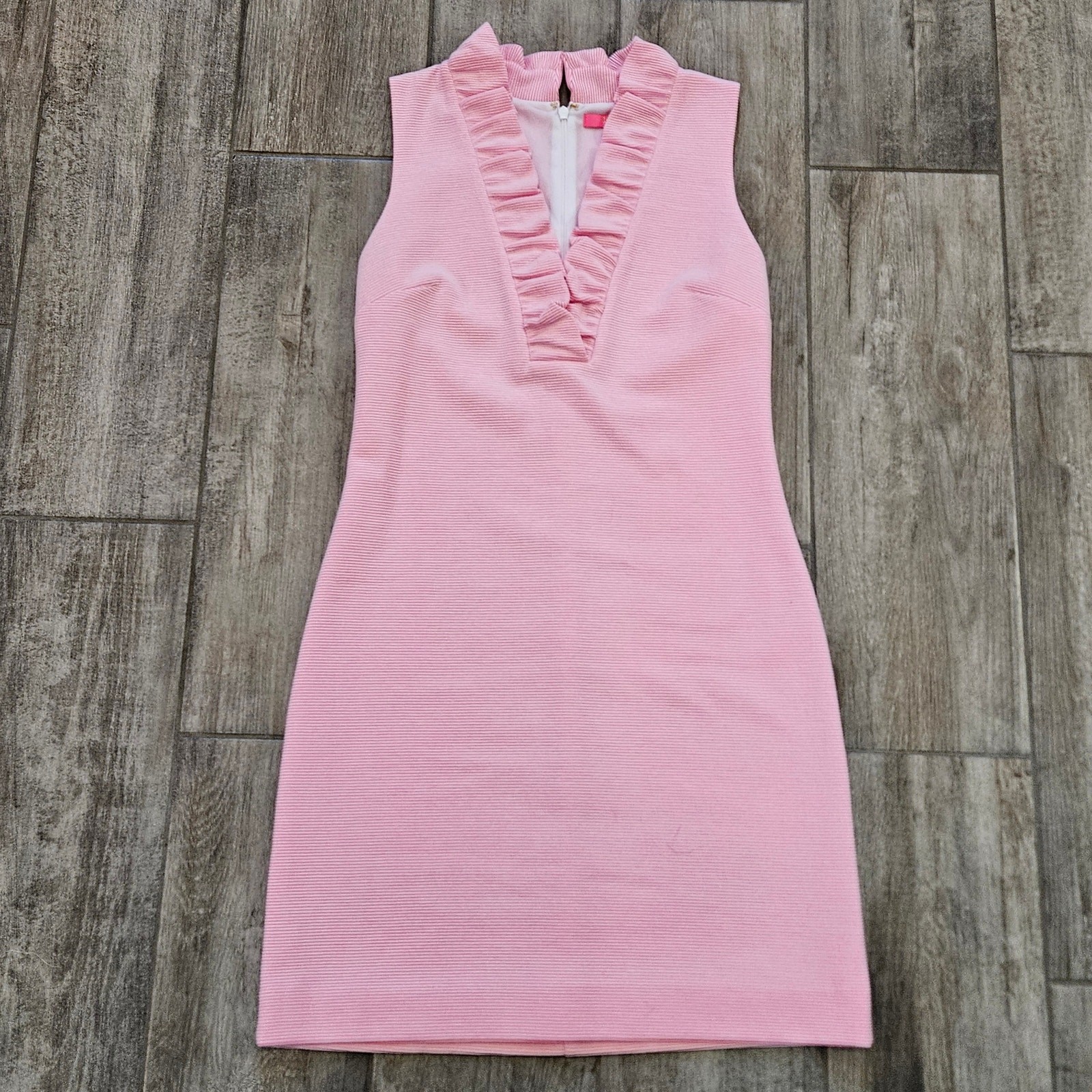 Lilly Pulitzer Tisbury Sleeveless Ruffle Shift Dress Women’s Size S Pink Stripe